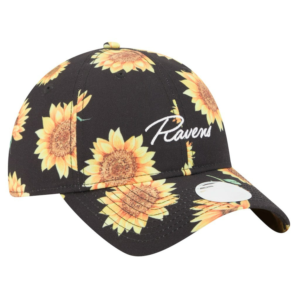 Baltimore Ravens New Era Women's Adventure Sunflower 9TWENTY Adjustable Hat - Black Hats