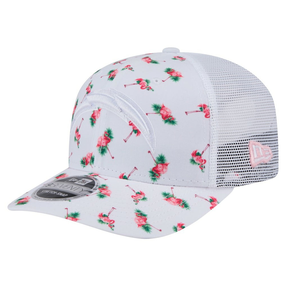 Los Angeles Chargers New Era Adventure Flamingo Pattern 9SEVENTY Stretch-Snap Hat - White Hats
