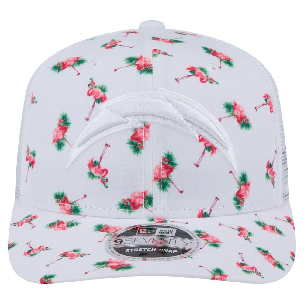 Los Angeles Chargers New Era Adventure Flamingo Pattern 9SEVENTY Stretch-Snap Hat - White Hats