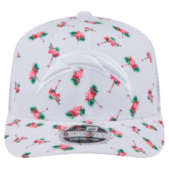 Los Angeles Chargers New Era Adventure Flamingo Pattern 9SEVENTY Stretch-Snap Hat - White Hats