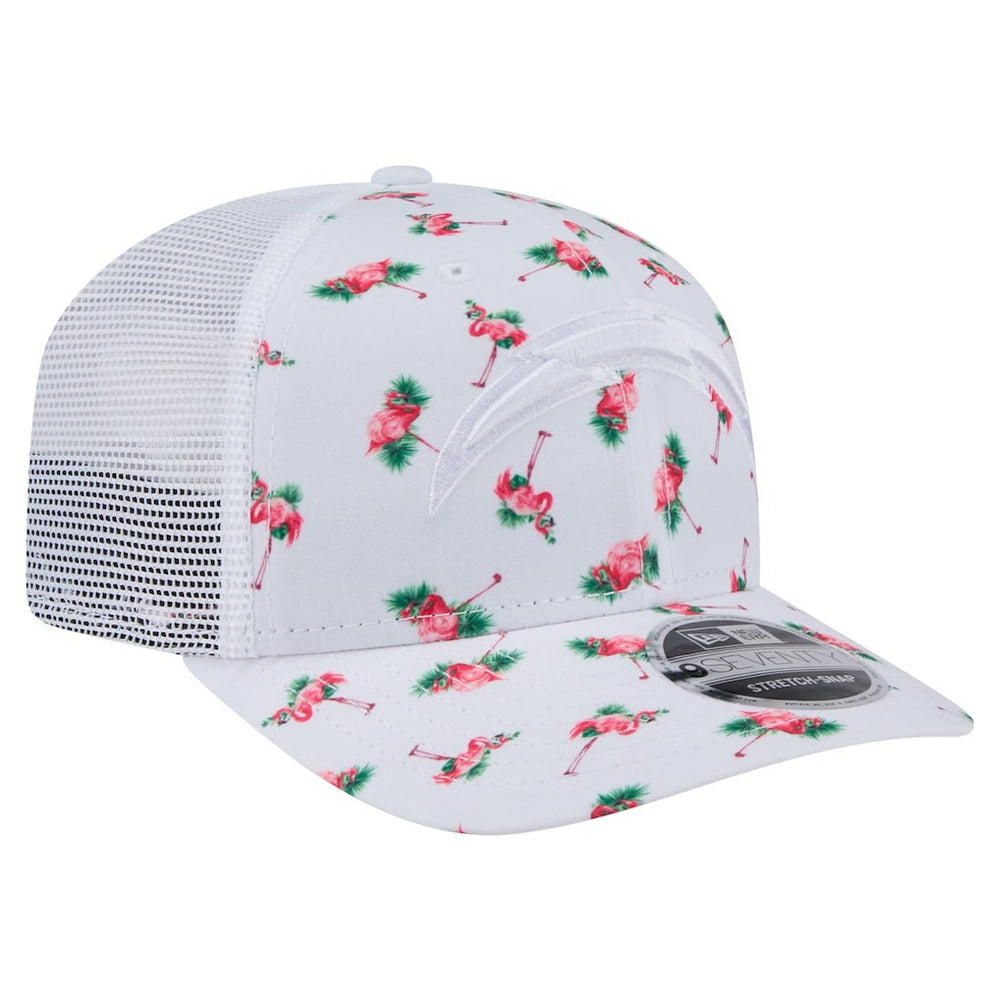 Los Angeles Chargers New Era Adventure Flamingo Pattern 9SEVENTY Stretch-Snap Hat - White Hats