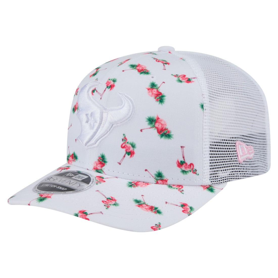 Houston Texans New Era Adventure Flamingo Pattern 9SEVENTY Stretch-Snap Hat - White Hats