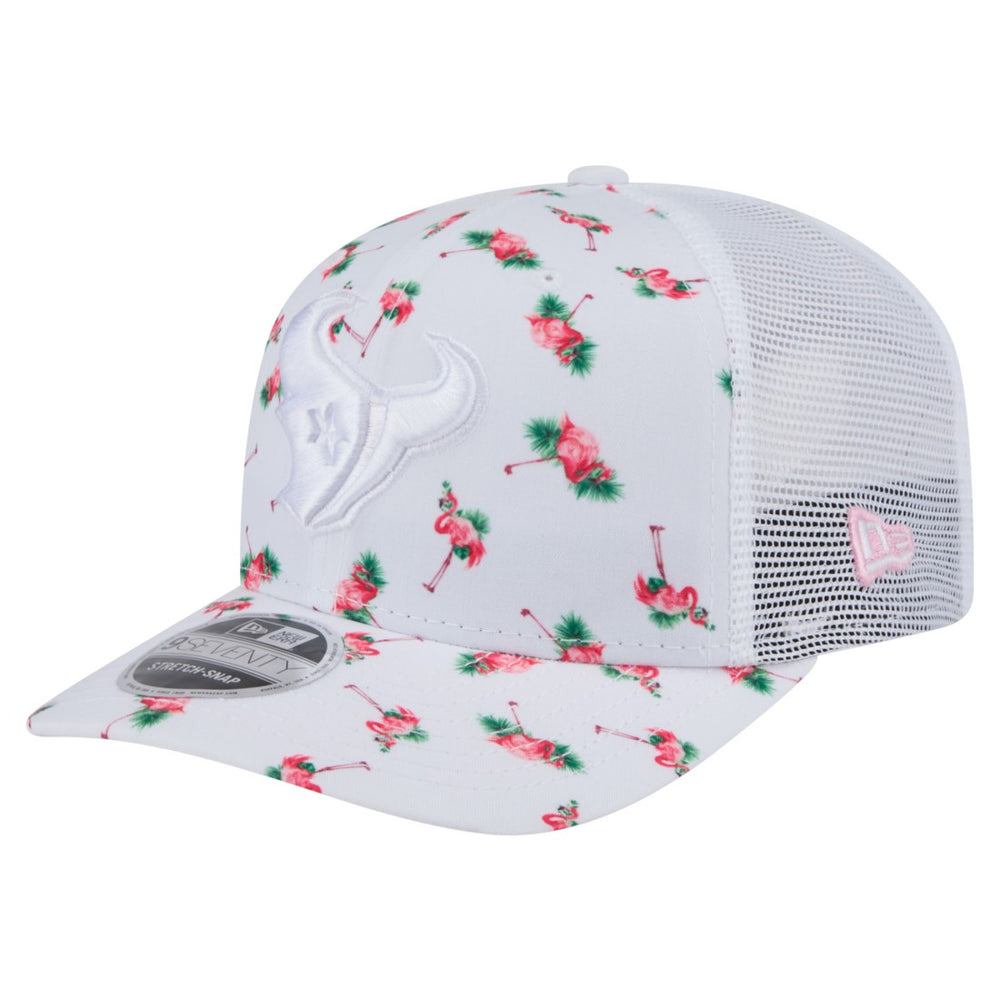 Houston Texans New Era Adventure Flamingo Pattern 9SEVENTY Stretch-Snap Hat - White Hats