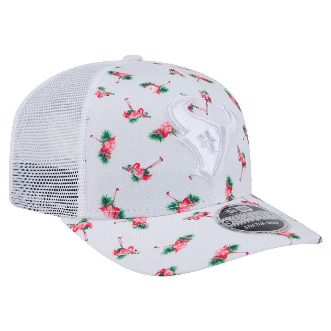 Houston Texans New Era Adventure Flamingo Pattern 9SEVENTY Stretch-Snap Hat - White Hats
