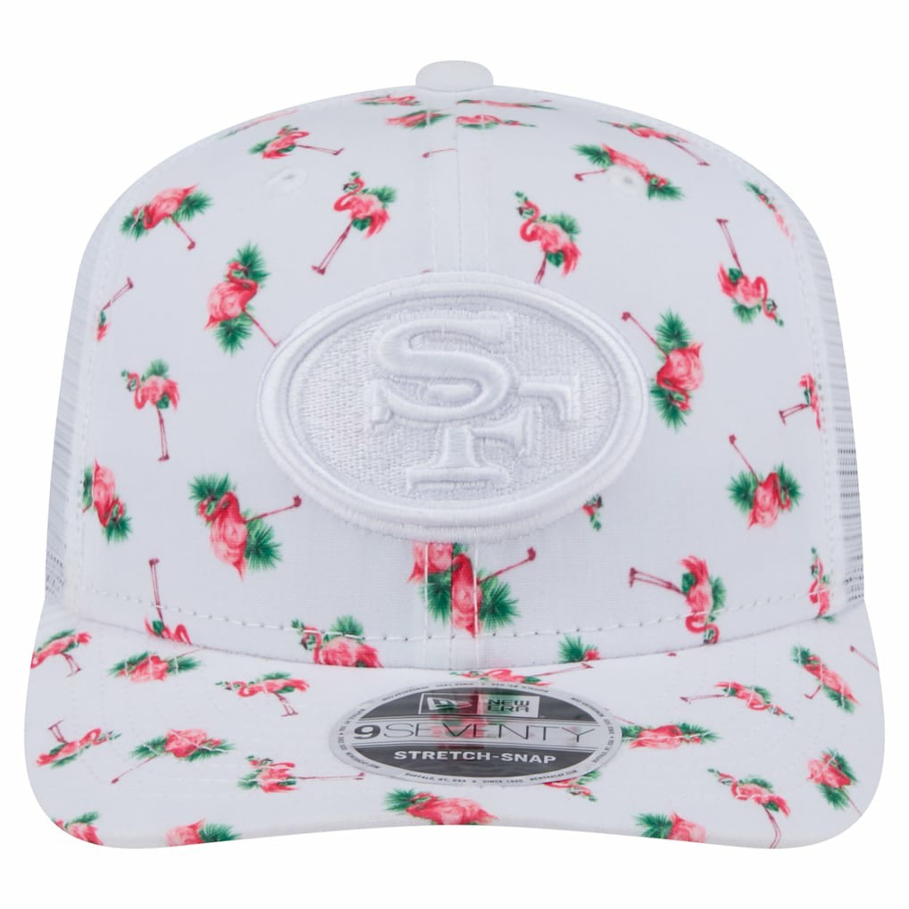 San Francisco 49ers New Era Adventure Flamingo Pattern 9SEVENTY Stretch-Snap Hat - White Hats
