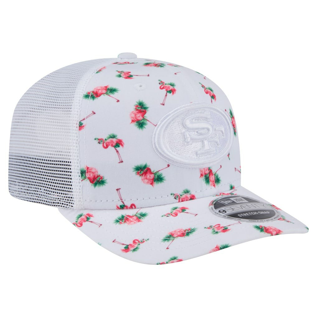 San Francisco 49ers New Era Adventure Flamingo Pattern 9SEVENTY Stretch-Snap Hat - White Hats