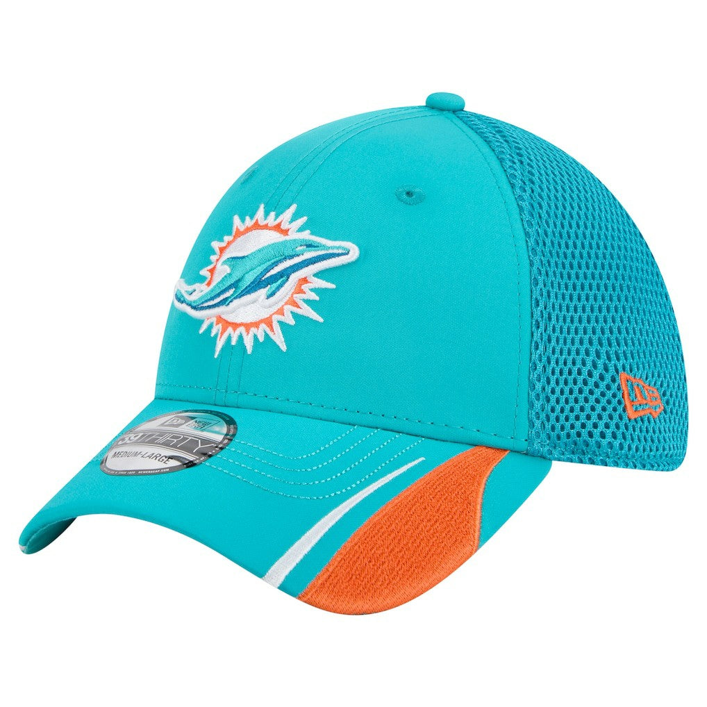 Miami Dolphins New Era Game Day Linear 39THIRTY Flex Hat - Aqua Hats
