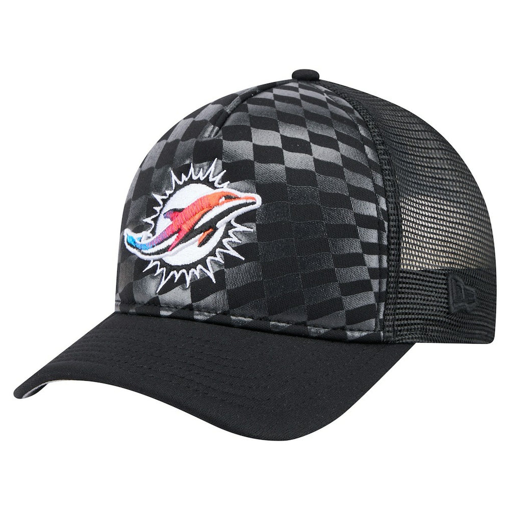 Miami Dolphins New Era Gradient 9FORTY Adjustable Hat - Black Hats