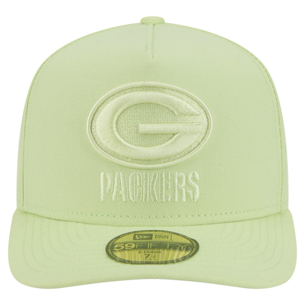 Green Bay Packers New Era Color Pack A-Frame 59FIFTY Fitted Hat - Light Green Hats