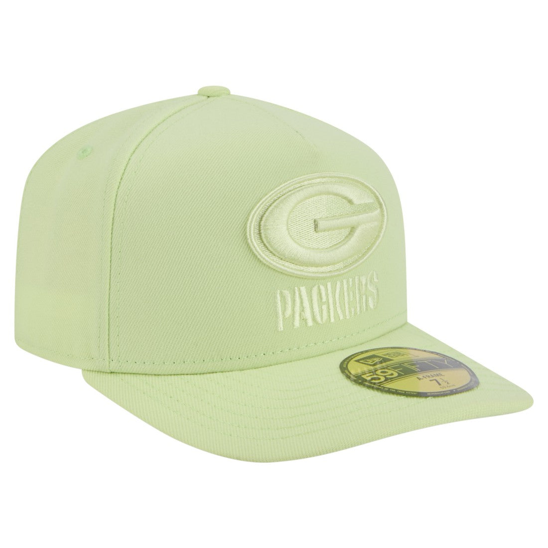 Green Bay Packers New Era Color Pack A-Frame 59FIFTY Fitted Hat - Light Green Hats