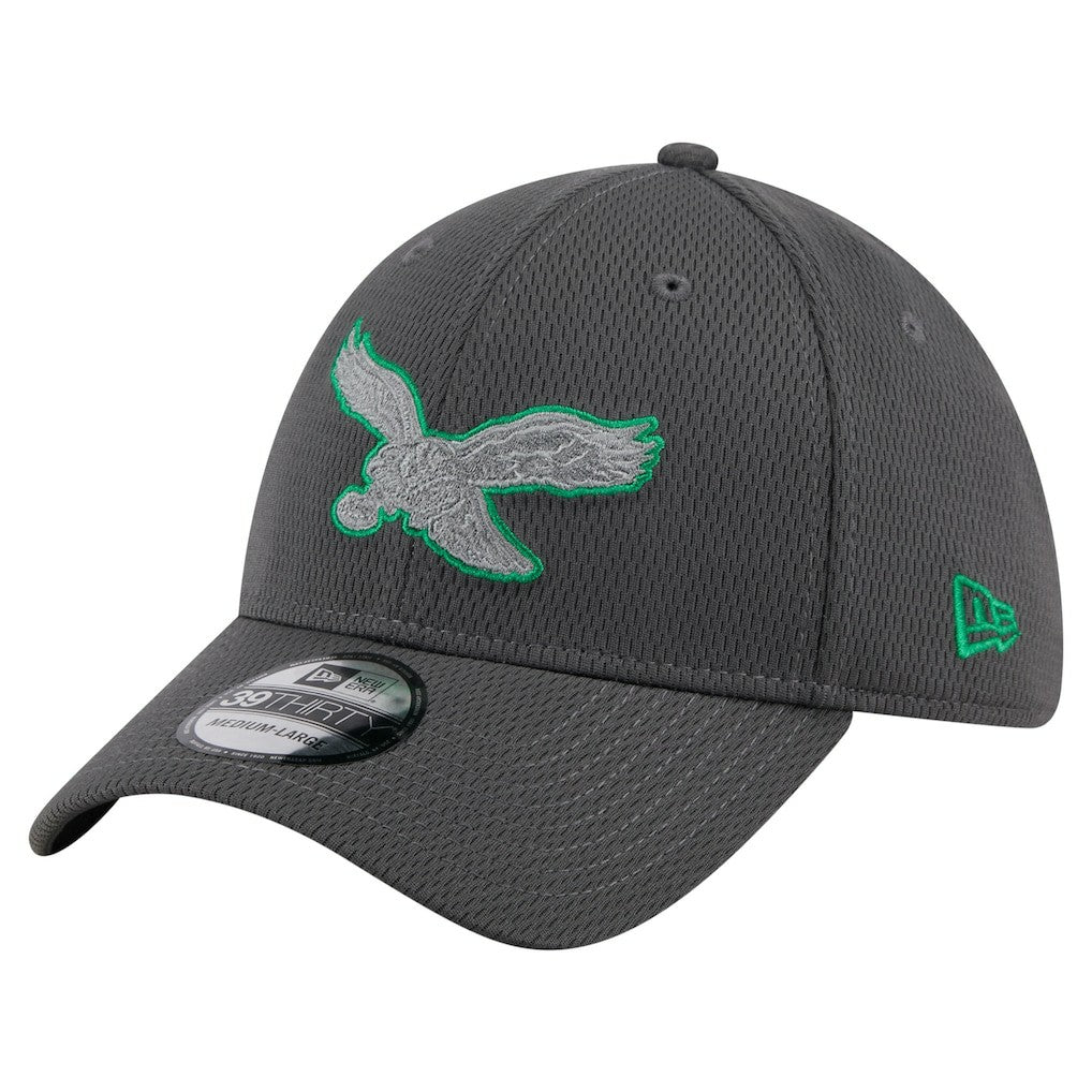 Philadelphia Eagles New Era Throwback Logo Main 39THIRTY Flex Hat - Graphite Hats