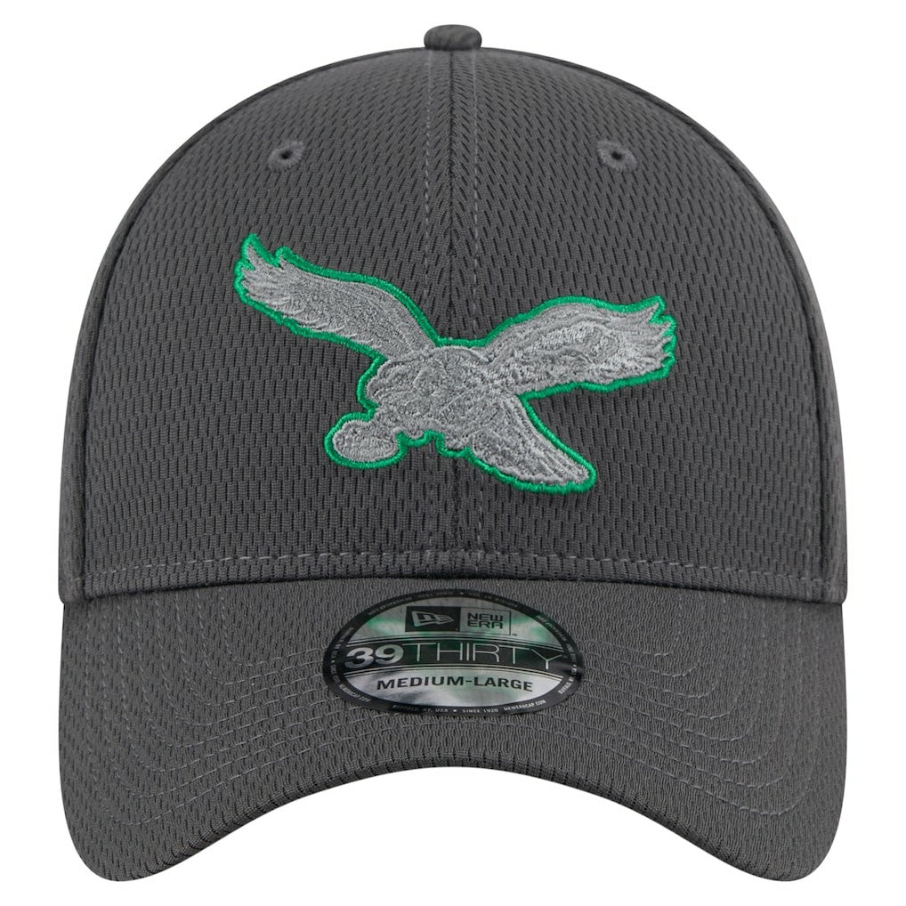 Philadelphia Eagles New Era Throwback Logo Main 39THIRTY Flex Hat - Graphite Hats