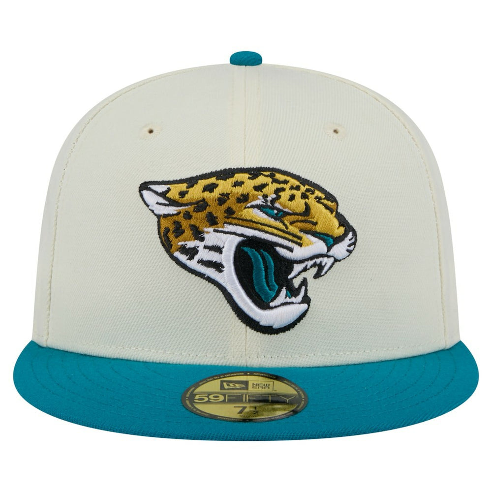 Jacksonville Jaguars New Era Main 59FIFTY Fitted Hat - Cream/Teal Hats