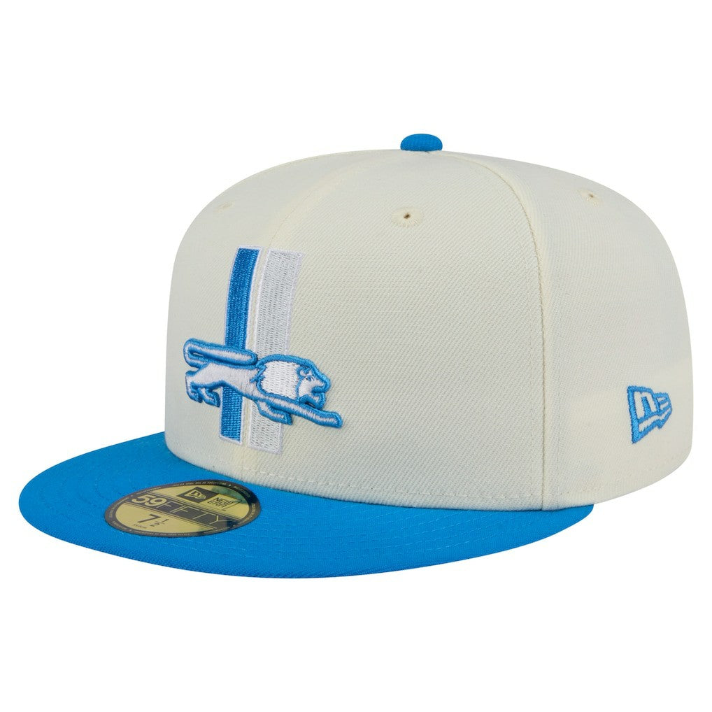 Detroit Lions New Era Main 59FIFTY Fitted Hat - Cream/Blue Hats
