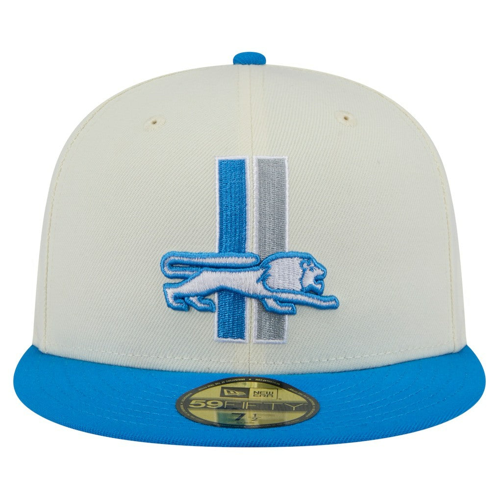 Detroit Lions New Era Main 59FIFTY Fitted Hat - Cream/Blue Hats