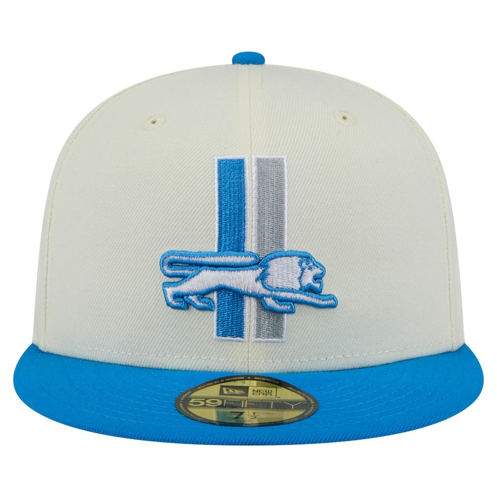 Detroit Lions New Era Main 59FIFTY Fitted Hat - Cream/Blue Hats