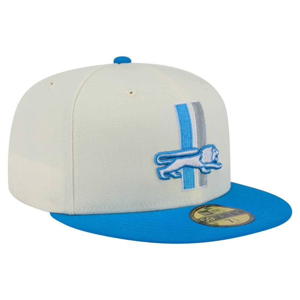 Detroit Lions New Era Main 59FIFTY Fitted Hat - Cream/Blue Hats