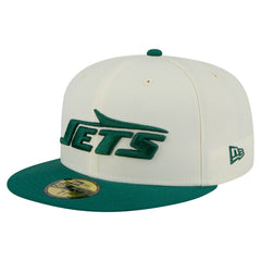 New York Jets New Era Main 59FIFTY Fitted Hat - Cream/Green Hats