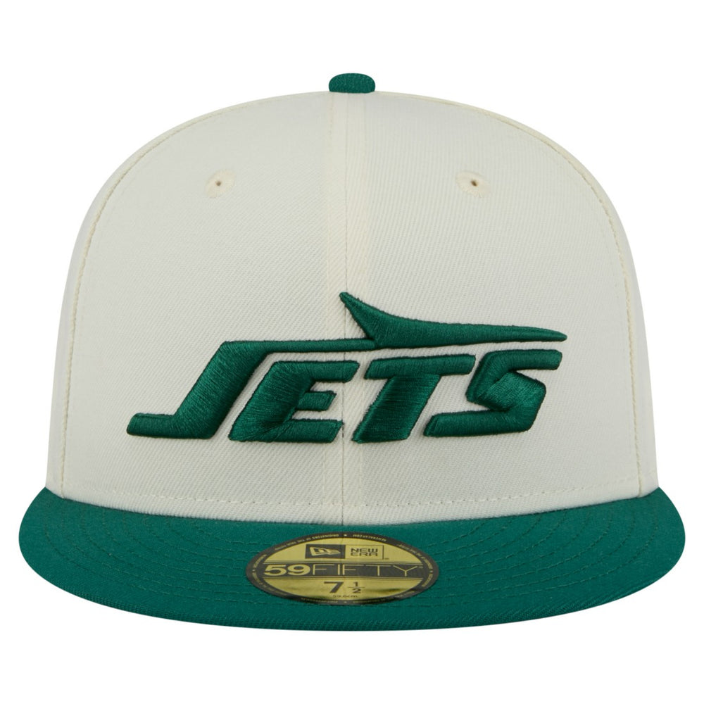 New York Jets New Era Main 59FIFTY Fitted Hat - Cream/Green Hats
