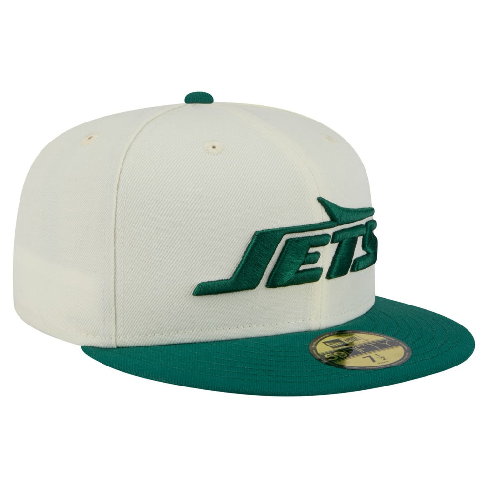 New York Jets New Era Main 59FIFTY Fitted Hat - Cream/Green Hats