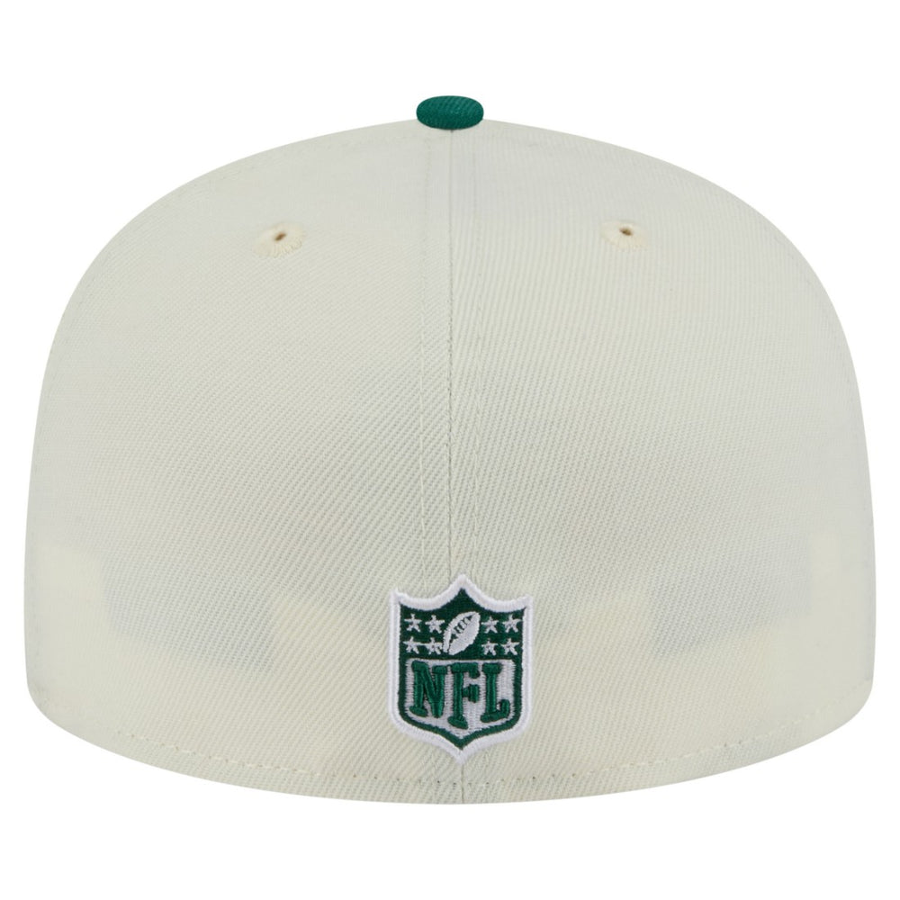 New York Jets New Era Main 59FIFTY Fitted Hat - Cream/Green Hats