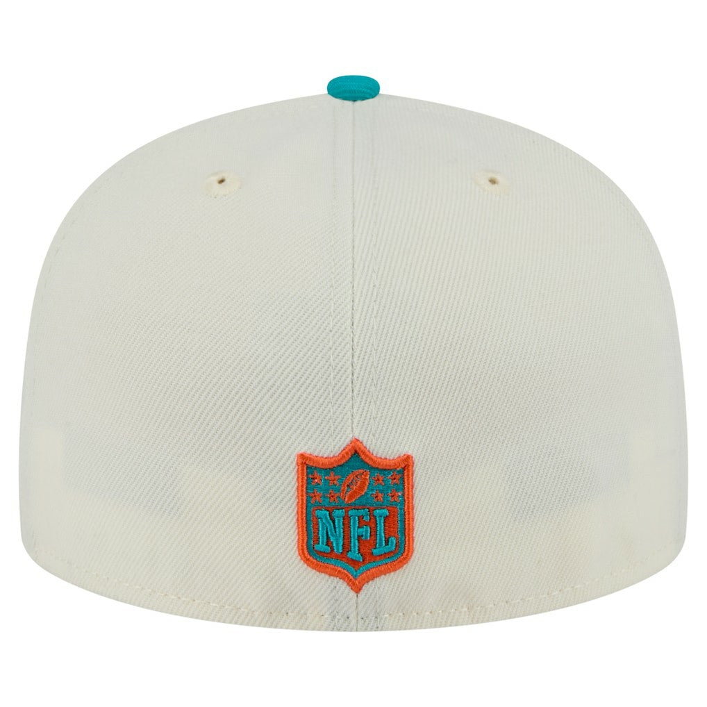 Miami Dolphins New Era Main 59FIFTY Fitted Hat - Cream/Aqua Hats