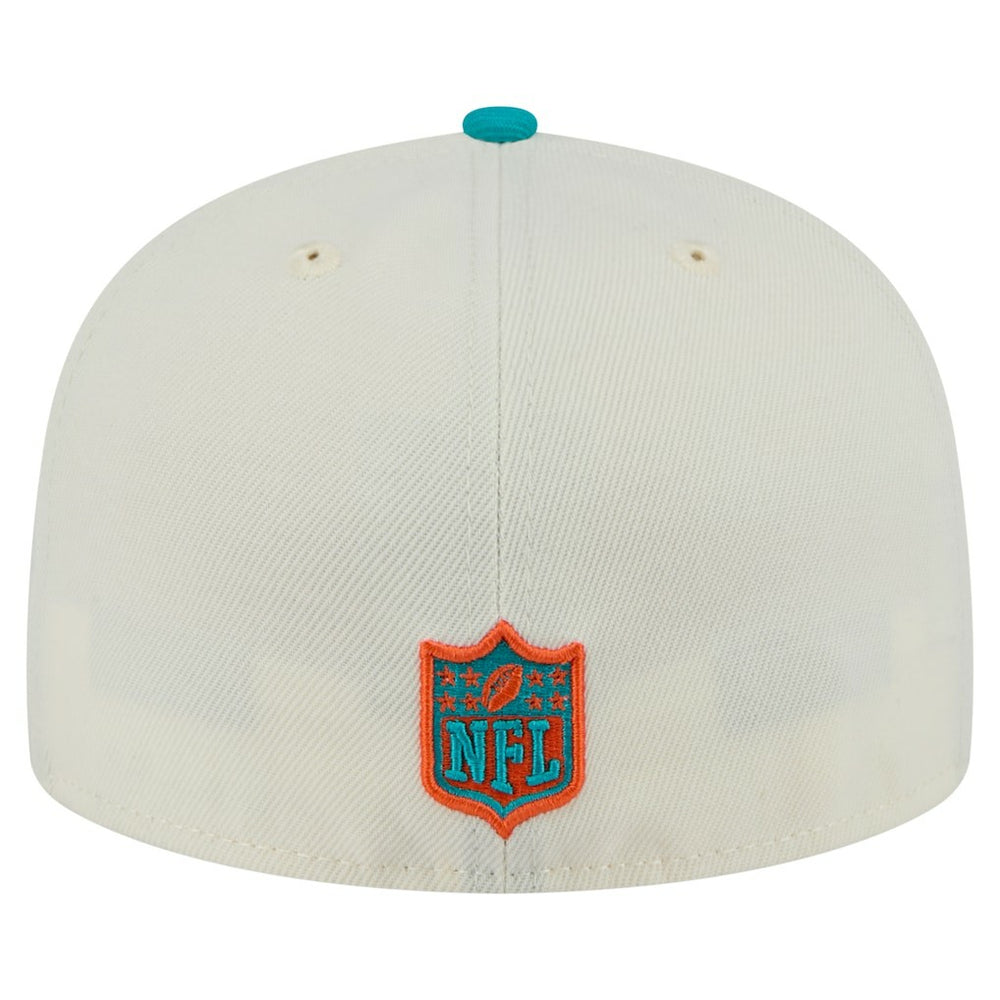 Miami Dolphins New Era Main 59FIFTY Fitted Hat - Cream/Aqua Hats