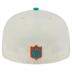 Miami Dolphins New Era Main 59FIFTY Fitted Hat - Cream/Aqua Hats
