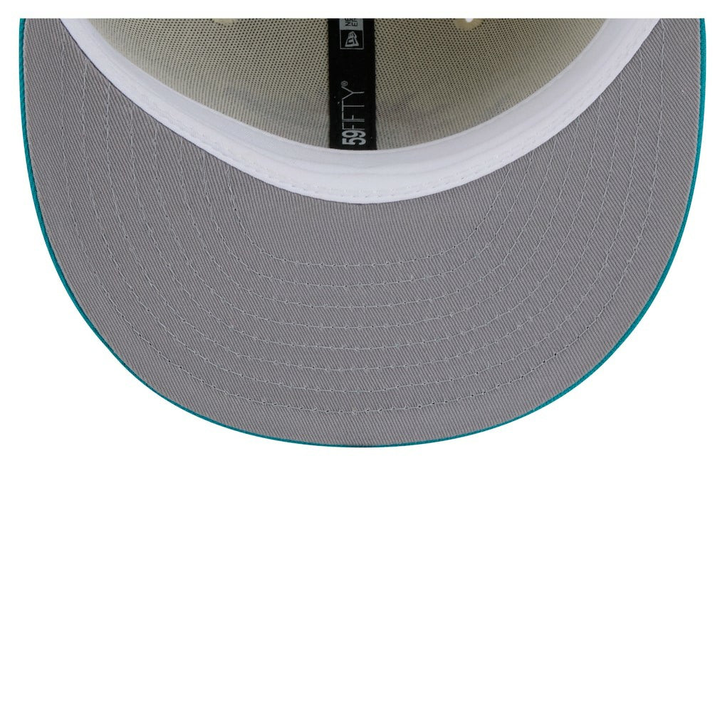 Miami Dolphins New Era Main 59FIFTY Fitted Hat - Cream/Aqua Hats