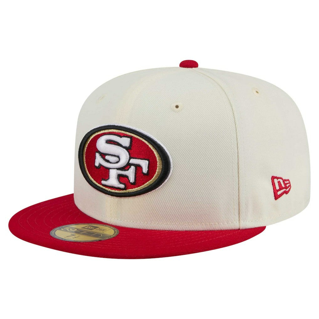 San Francisco 49ers New Era Main 59FIFTY Fitted Hat - Cream/Scarlet Hats