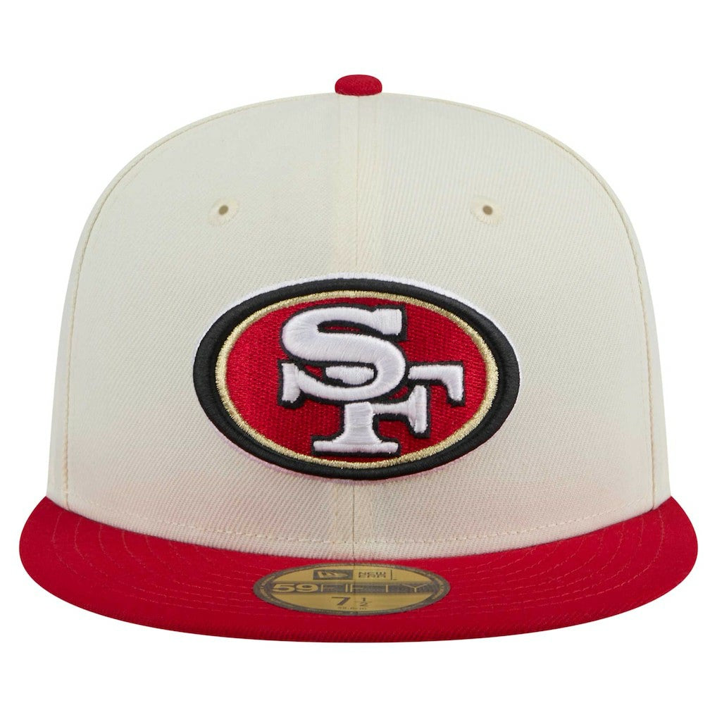 San Francisco 49ers New Era Main 59FIFTY Fitted Hat - Cream/Scarlet Hats
