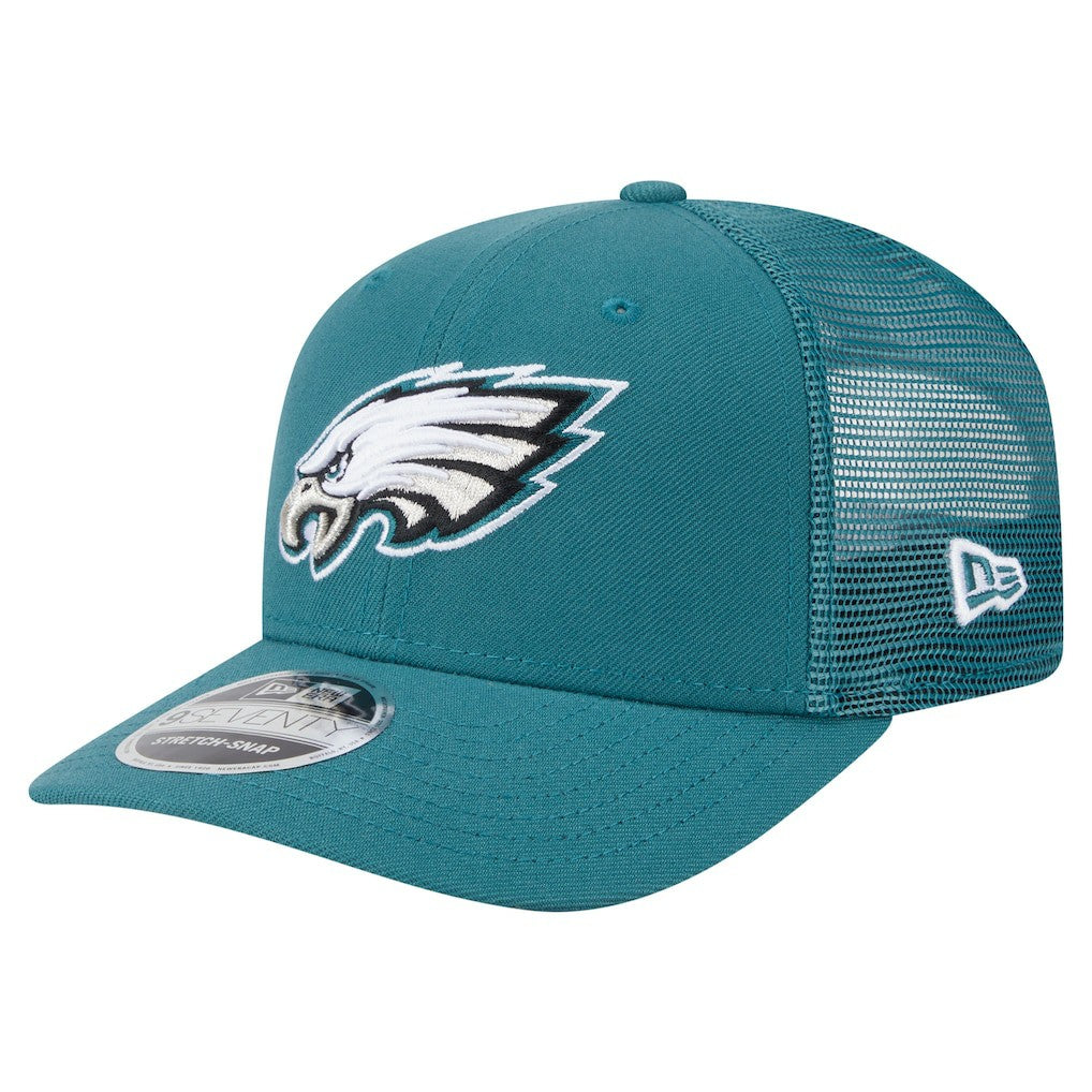 Philadelphia Eagles New Era Main Trucker 9SEVENTY Stretch-Snap Hat - Midnight Green Hats