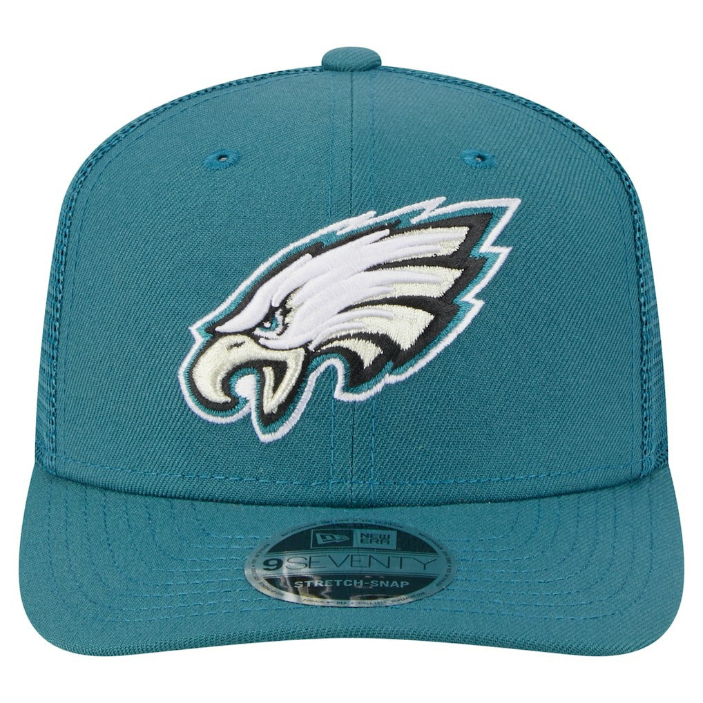 Philadelphia Eagles New Era Main Trucker 9SEVENTY Stretch-Snap Hat - Midnight Green Hats