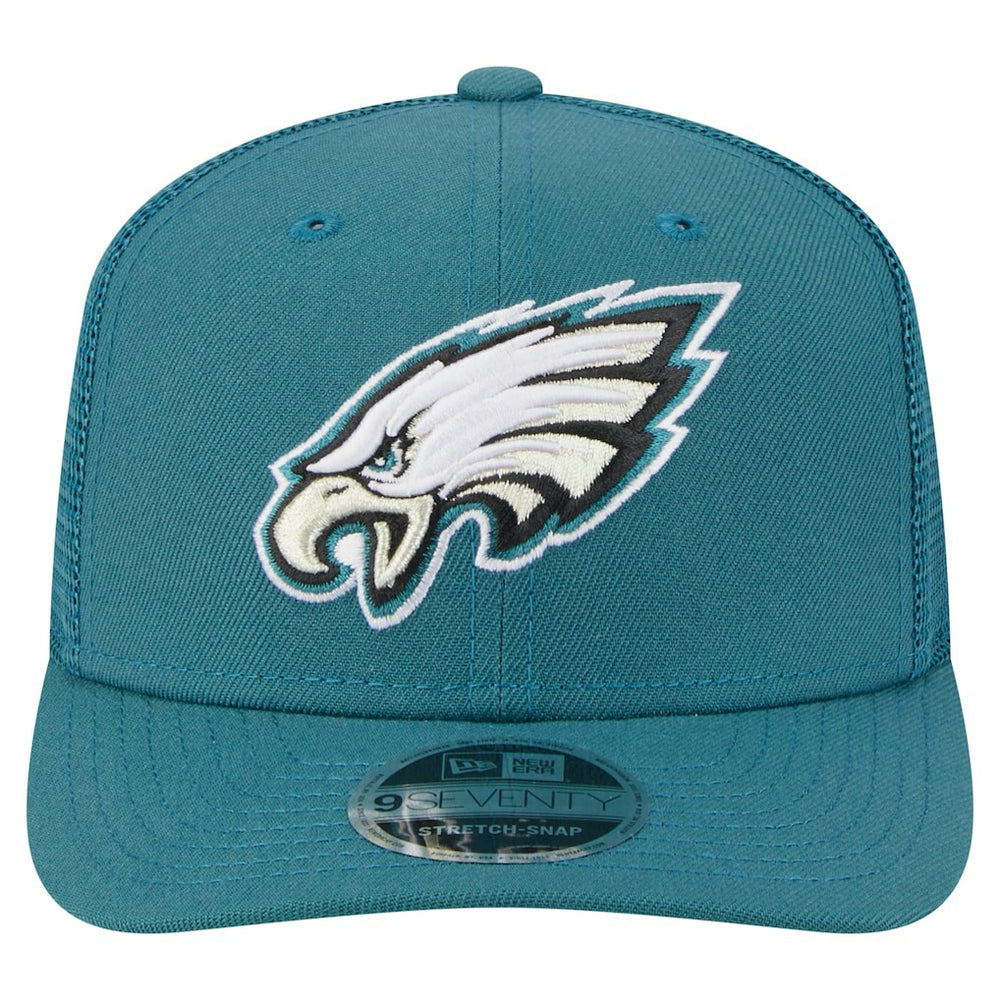 Philadelphia Eagles New Era Main Trucker 9SEVENTY Stretch-Snap Hat - Midnight Green Hats