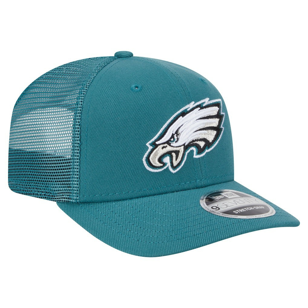 Philadelphia Eagles New Era Main Trucker 9SEVENTY Stretch-Snap Hat - Midnight Green Hats