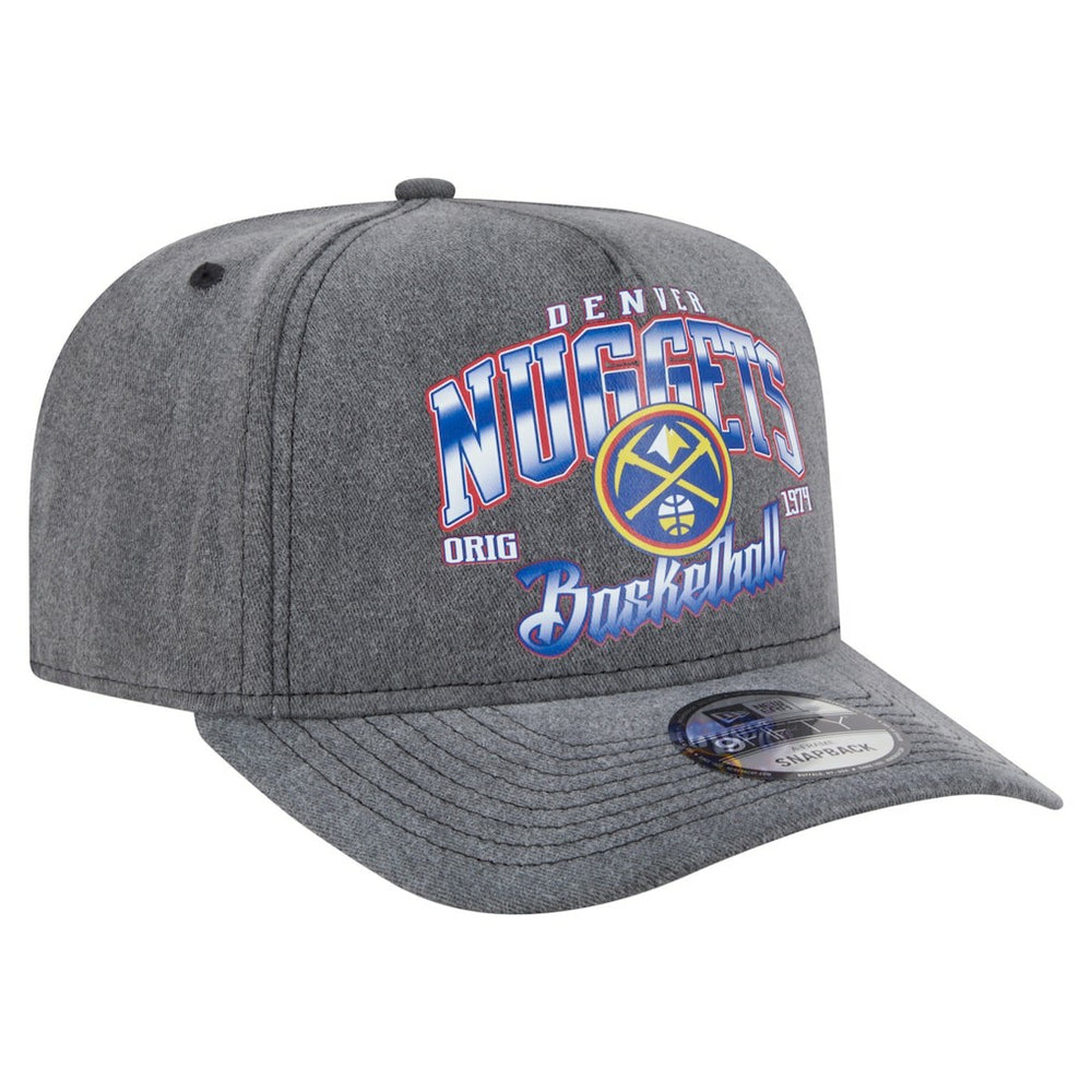 Denver Nuggets Throwback Washed Pre-Curved 9FIFTY Snapback Hat Charcoal - New Era