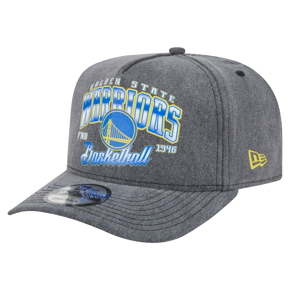 Golden State Warriors Throwback Washed Pre-Curved 9FIFTY Snapback Hat Charcoal - New Era outlet