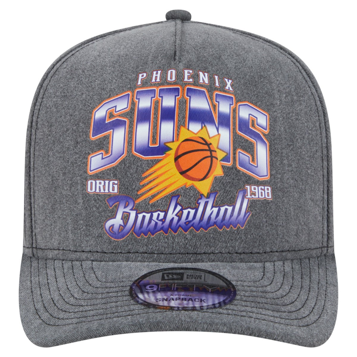 Phoenix Suns Throwback Washed Pre-Curved 9FIFTY Snapback Hat Charcoal - New Era