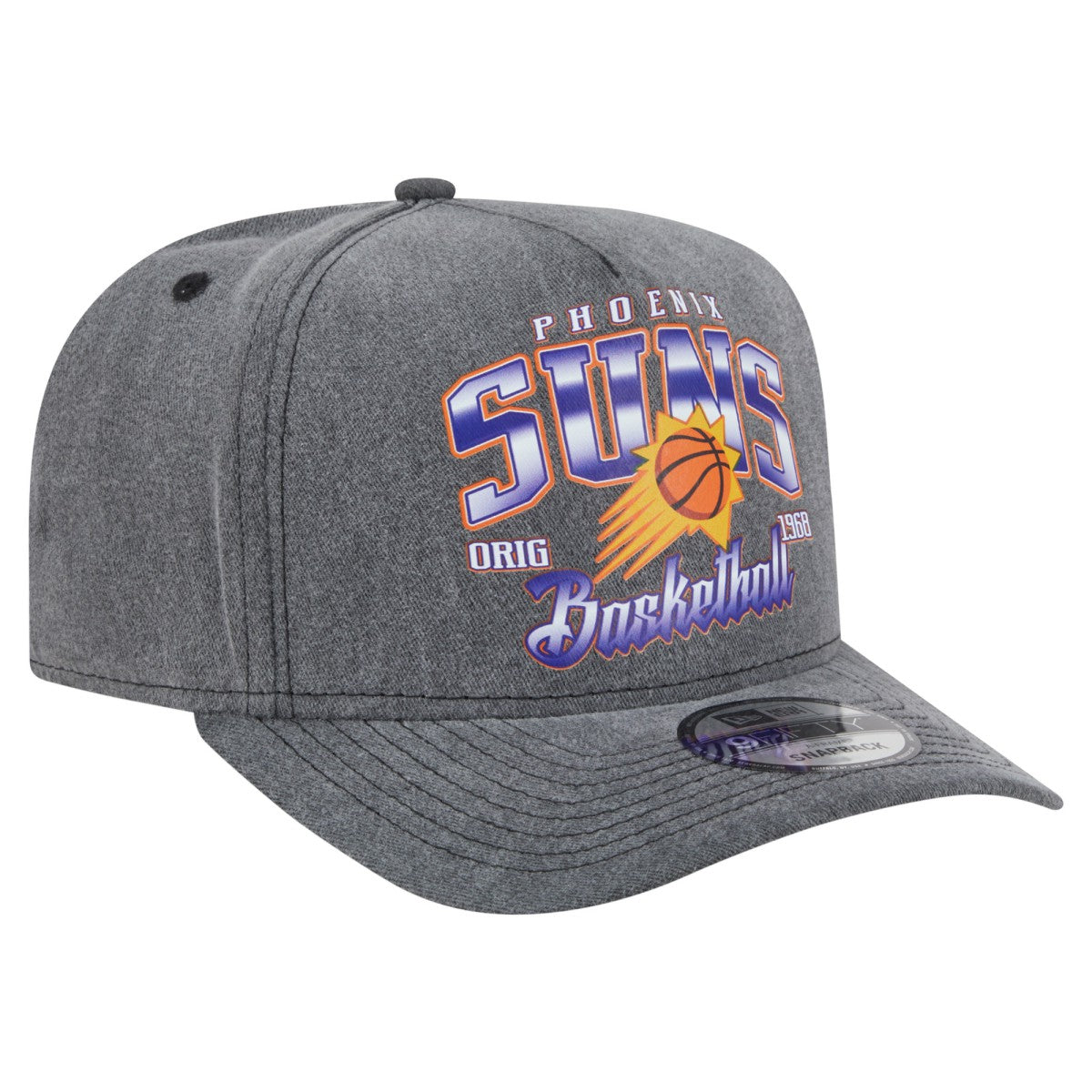 Phoenix Suns Throwback Washed Pre-Curved 9FIFTY Snapback Hat Charcoal - New Era