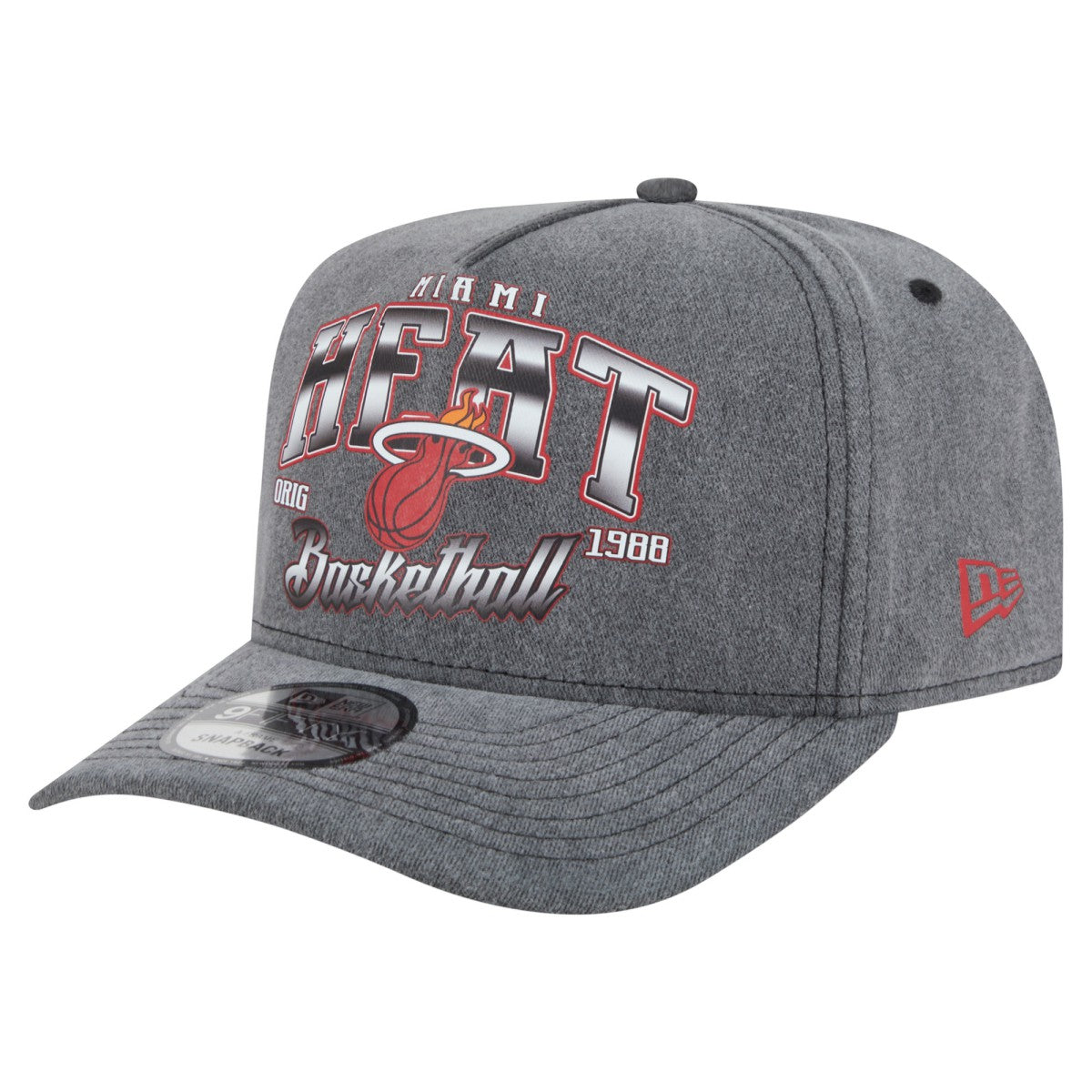 Miami Heat Throwback Washed Pre-Curved 9FIFTY Snapback Hat Charcoal - New Era outlet