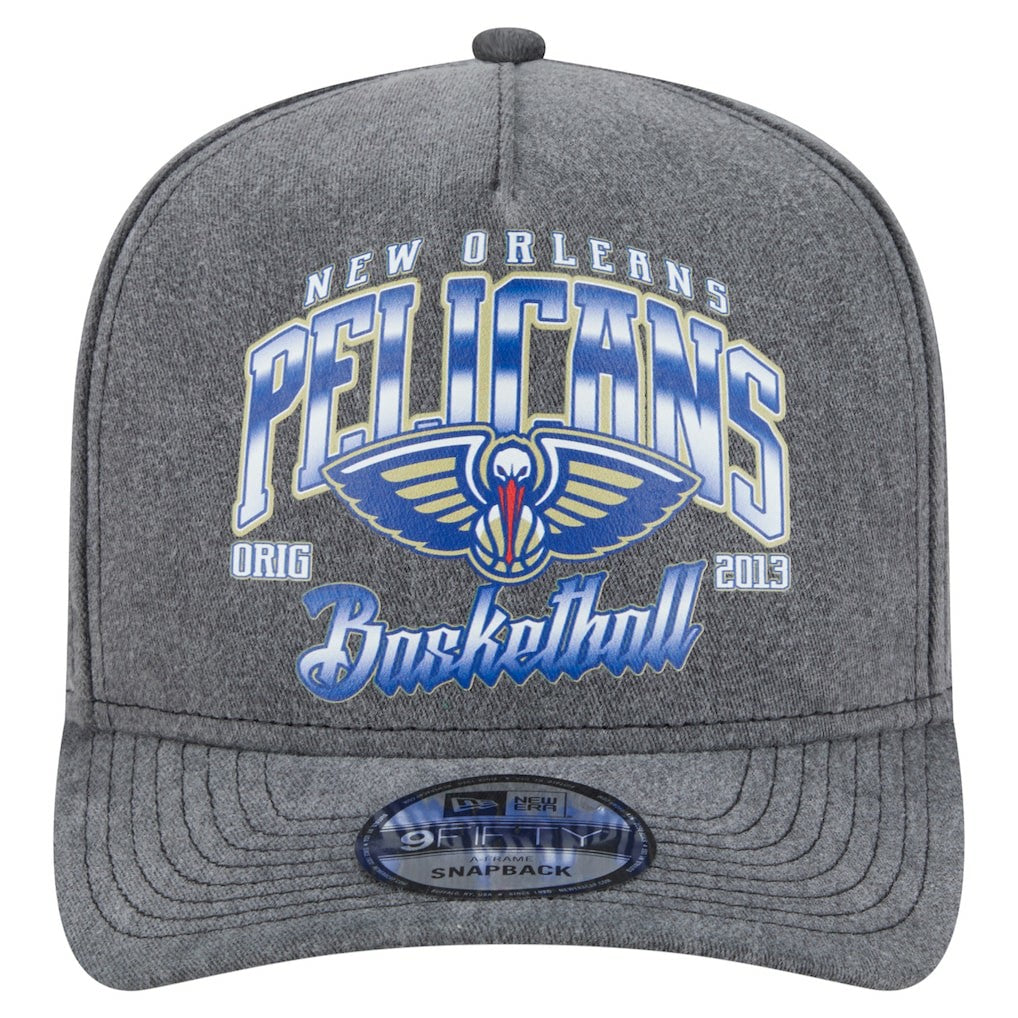 New Orleans Pelicans Throwback Washed Pre-Curved 9FIFTY Snapback Hat Charcoal - New Era