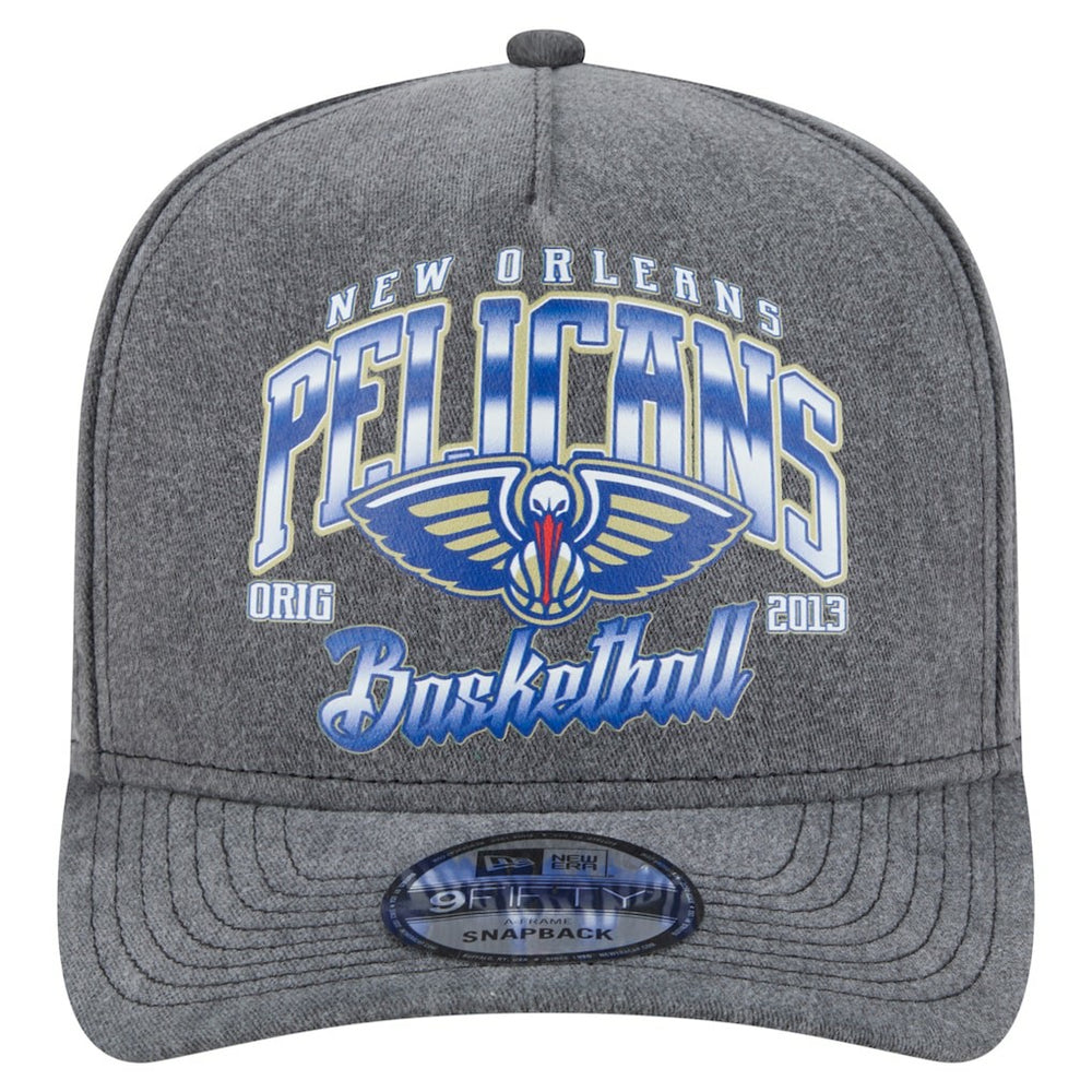 New Orleans Pelicans Throwback Washed Pre-Curved 9FIFTY Snapback Hat Charcoal - New Era