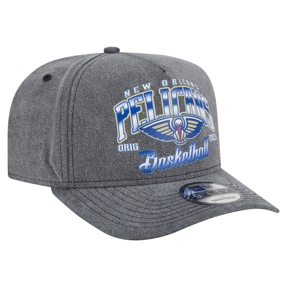 New Orleans Pelicans Throwback Washed Pre-Curved 9FIFTY Snapback Hat Charcoal - New Era