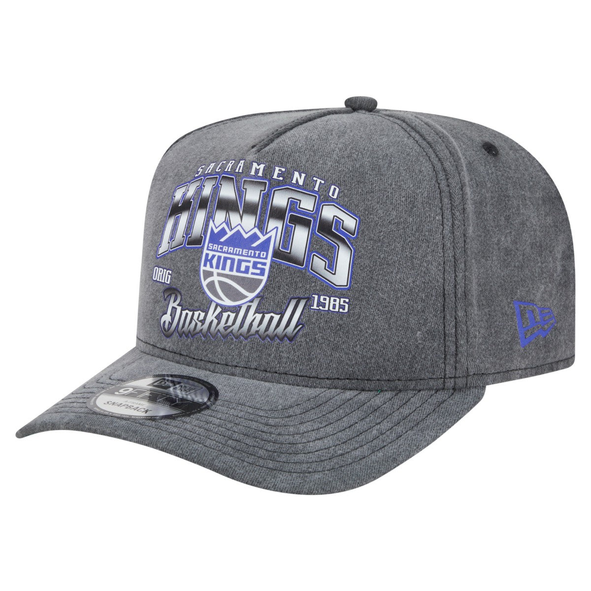 Sacramento Kings Throwback Washed Pre-Curved 9FIFTY Snapback Hat Charcoal - New Era