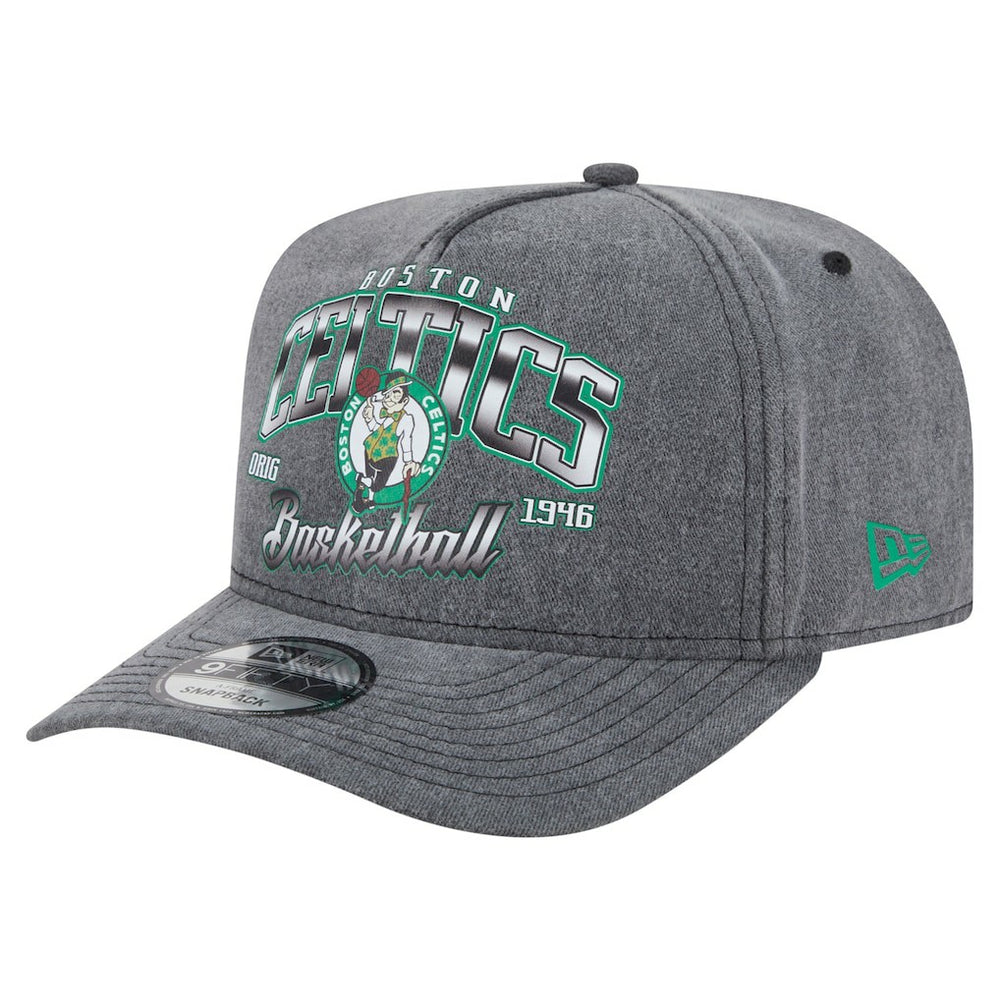 Boston Celtics Throwback Washed Pre-Curved 9FIFTY Snapback Hat Charcoal - New Era