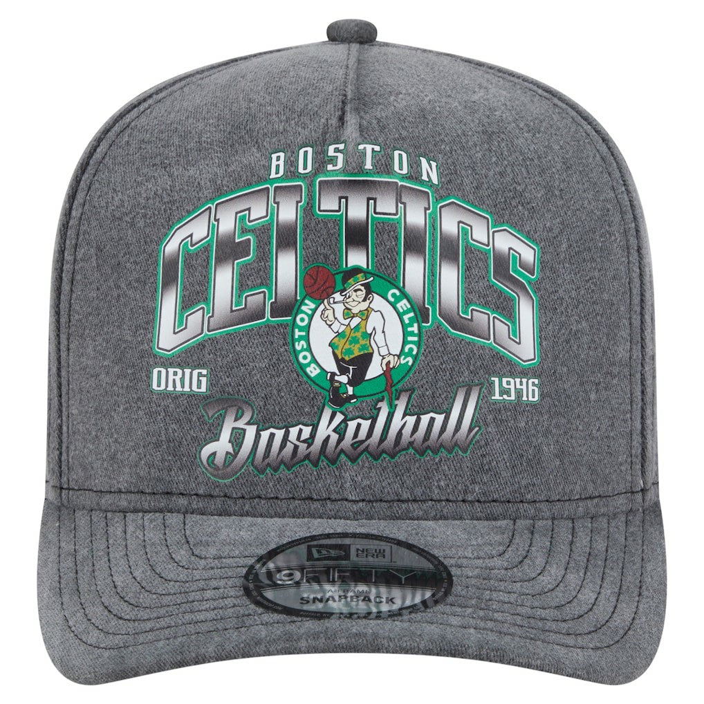 Boston Celtics Throwback Washed Pre-Curved 9FIFTY Snapback Hat Charcoal - New Era