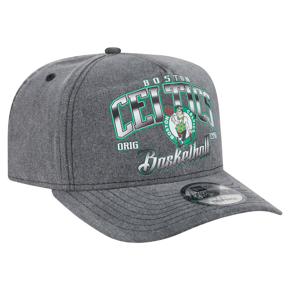 Boston Celtics Throwback Washed Pre-Curved 9FIFTY Snapback Hat Charcoal - New Era