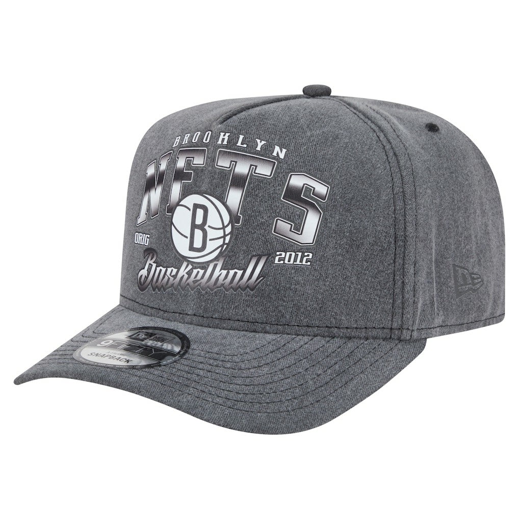 Brooklyn Nets Throwback Washed Pre-Curved 9FIFTY Snapback Hat Charcoal - New Era outlet
