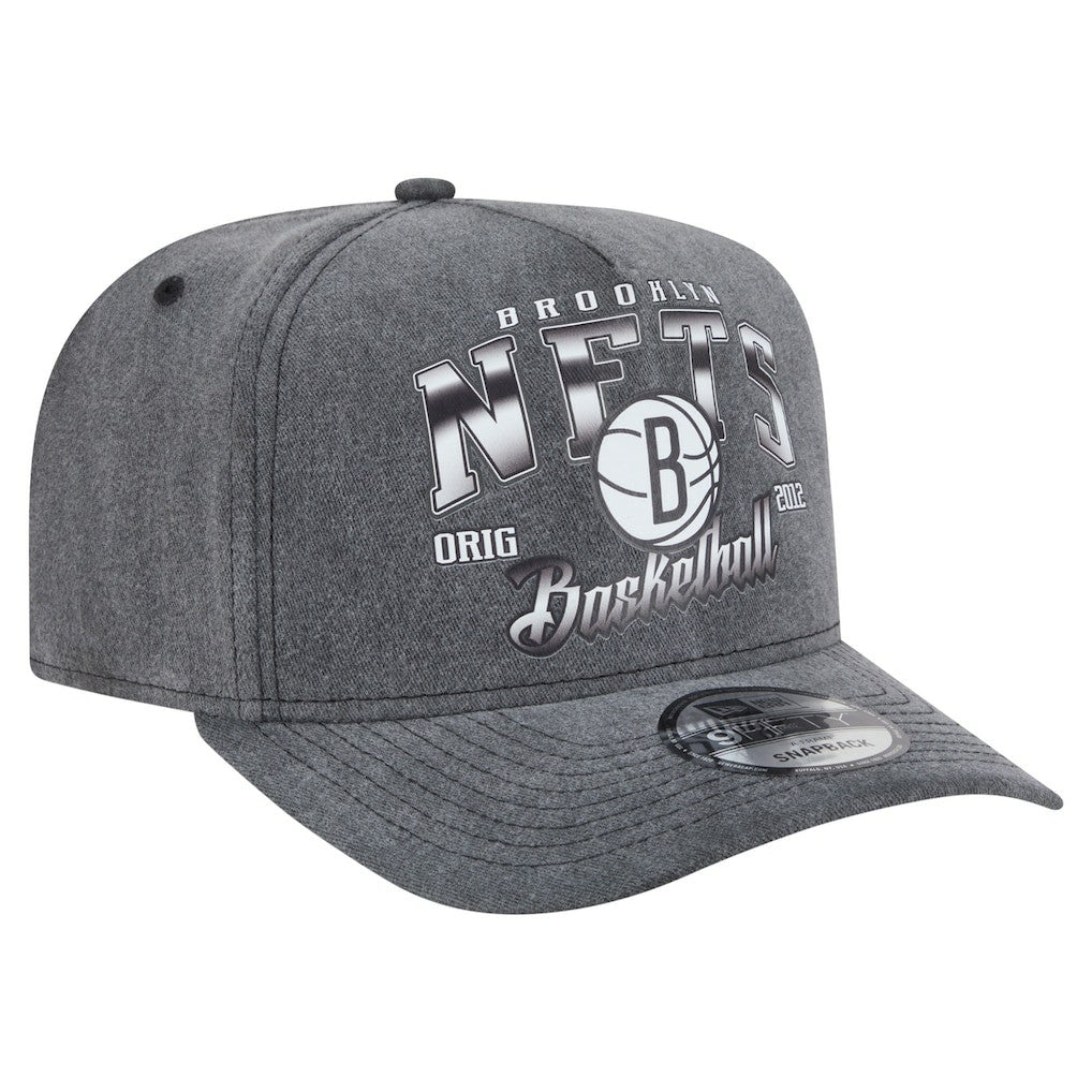 Brooklyn Nets Throwback Washed Pre-Curved 9FIFTY Snapback Hat Charcoal - New Era outlet
