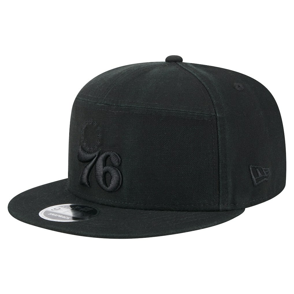 Philadelphia 76ers Adventure Canvas Split Panel 9FIFTY Snapback Hat Black - New Era